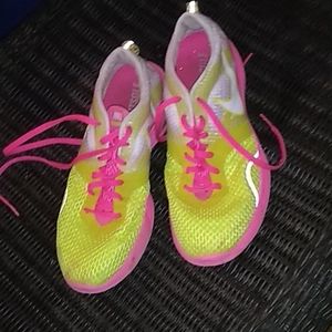 Neon yellow and pink Nike sneakers